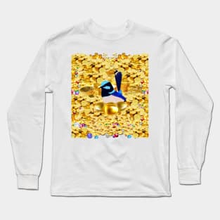 Blue Fairy Wren in a Bed of Treasure Long Sleeve T-Shirt
